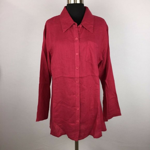 Flax S Linen Collared Button Down Long Sleeve - Picture 1 of 12